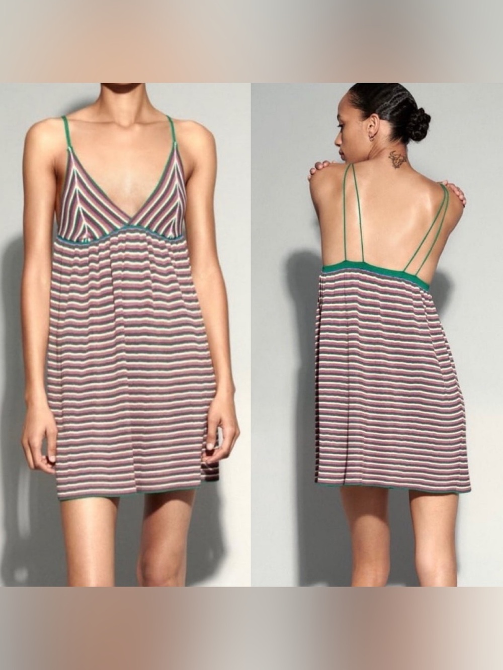 ZARA Multicolored Stripe Knit Mini Dress Medium Stretch Womens Medium